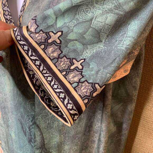 Floral Print V Neck Short Sleeve Button A-Line Dress - Picture 11 of 12